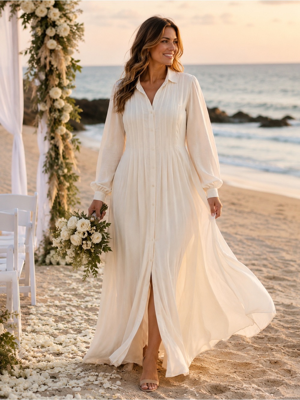 NWT J.Crew Black Label Size 18 White Flowy Maxi Shirt Dress Pleated Button Front